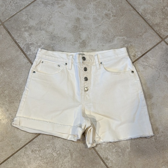 NWT! J Crew White Button Fly High Rise Denim Shorts 29 - Picture 3 of 8